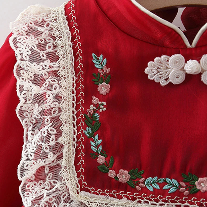 Girls Autumn Long sleeved Lace Princess Dress