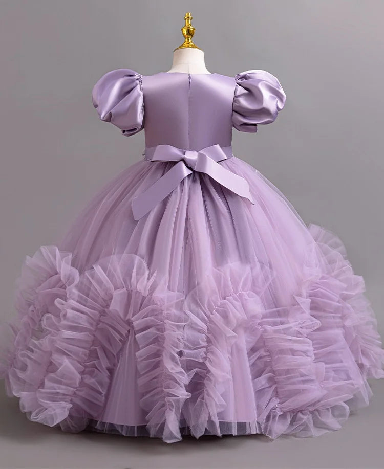 Girls Pearl Puff Sleeve Princess Dress