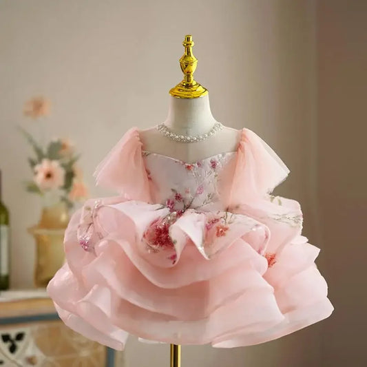 Princess Gown Bow Pearls Dress For Wedding Birthday Party
