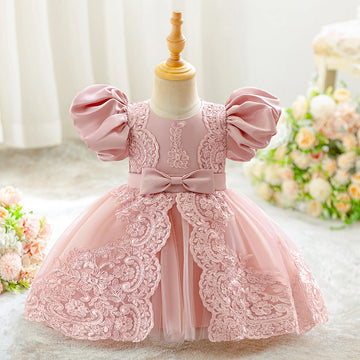 Embroidery Flower Party Baby Girls Dress Elegant