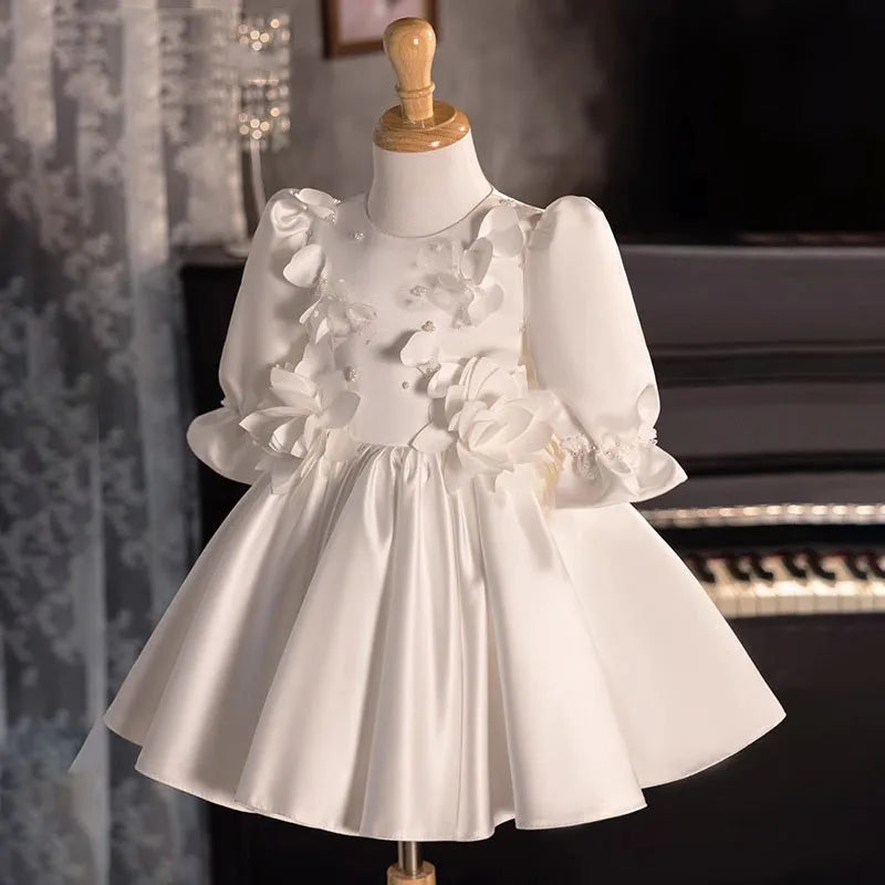 Elegant Baby Girl Wedding Dress Toddler First Birthday Party Princess Dress
