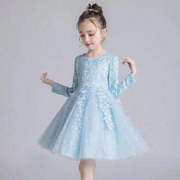 Fashion Flower Girl Dress for Weddings Lace Long Sleeve