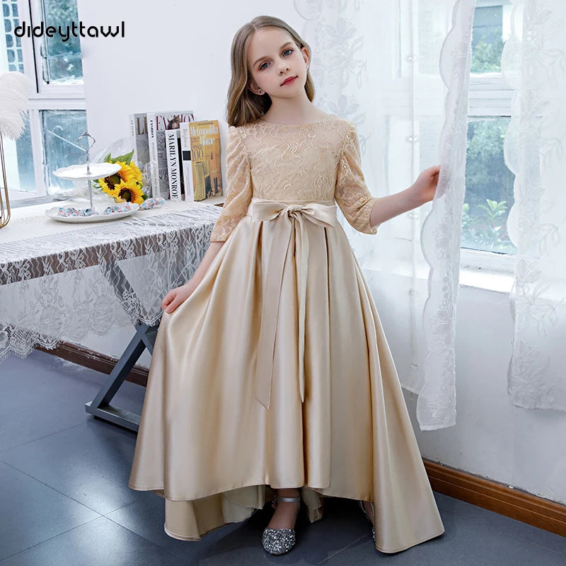 Champagne Flower Princess Girl Dress For Wedding Party