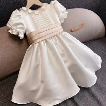 ELEGANT BABY GIRL BIRTHDAY DRESS RETRO PRINCESS GOWN, RUFFLED SLEEVES