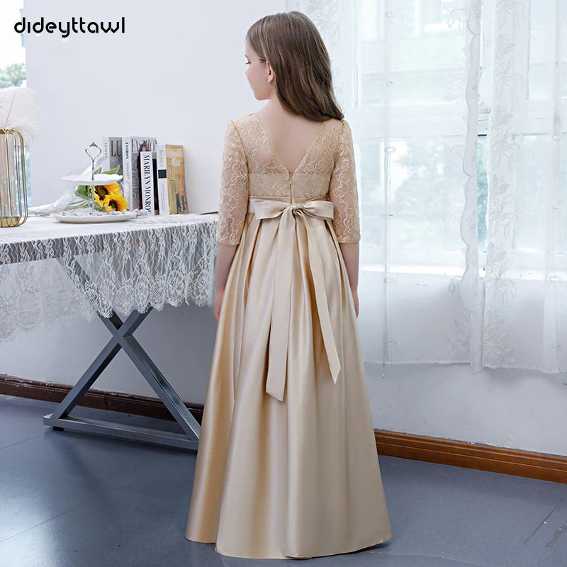 Champagne Flower Princess Girl Dress For Wedding Party