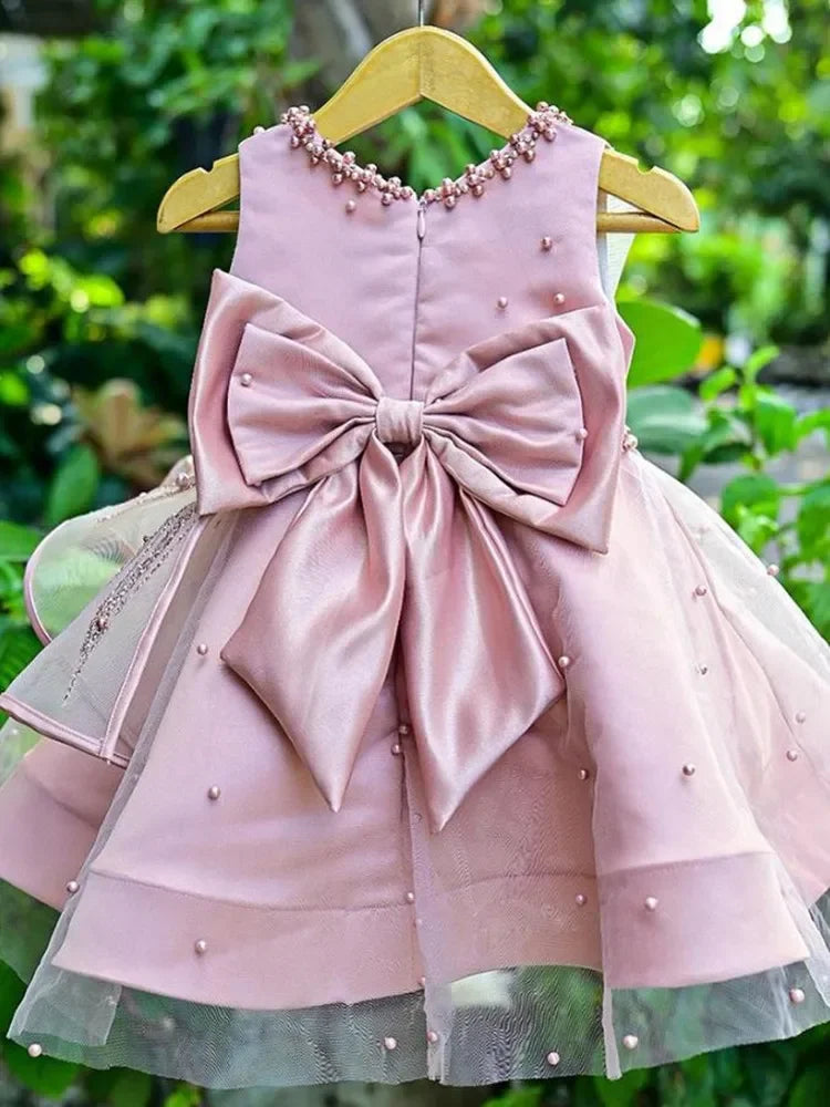 Elegant Bow Beading Wedding Birthday Party Dress