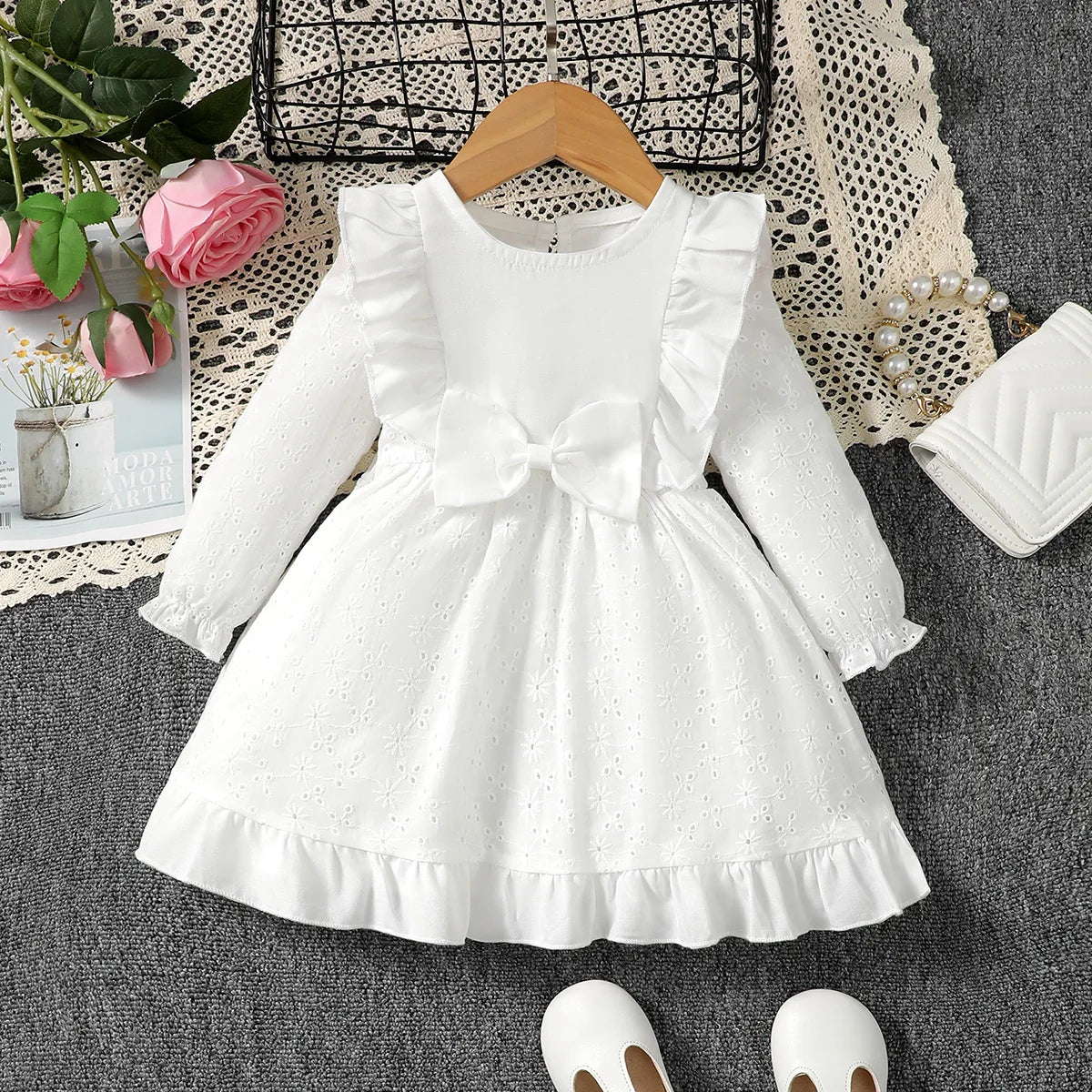 BABY GIRL DRESS BOW RUFFLE PRINCESS DRESS BABY GIRL SPRING AUTUMN DRESS