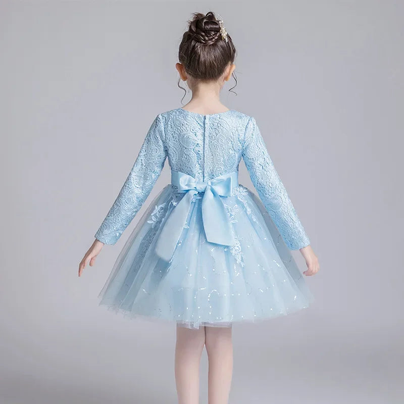 Fashion Flower Girl Dress for Weddings Lace Long Sleeve