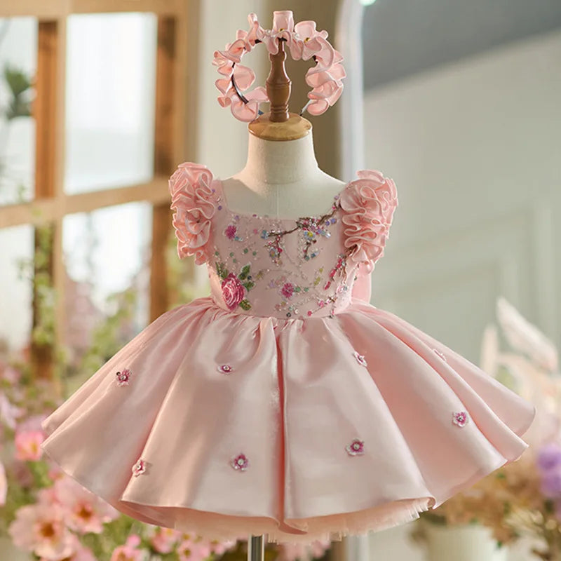 Spring Children's Birthday Puff Princess Dress Flower Girl Wedding Dress