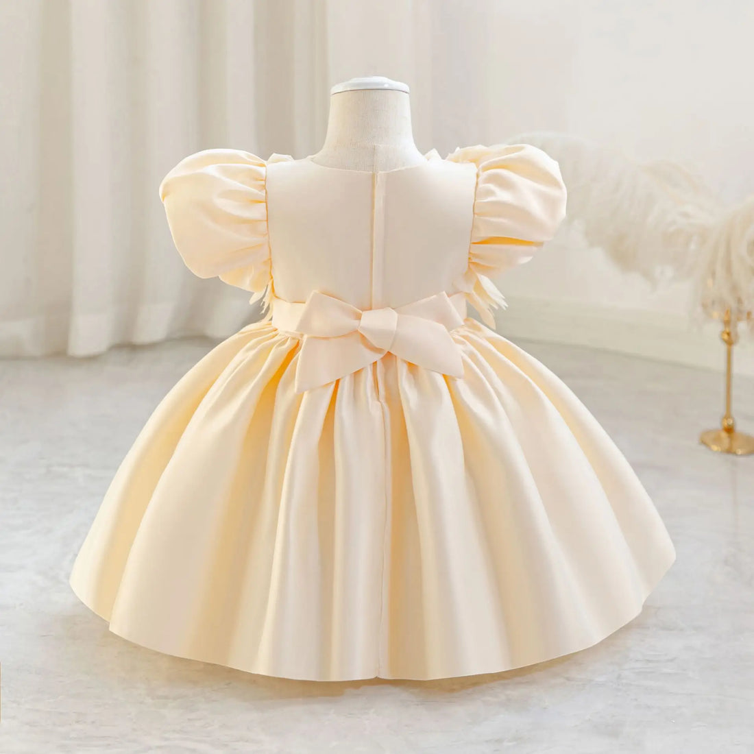 Baby Party Dress for Girls Leaf Appliques Casual Satin