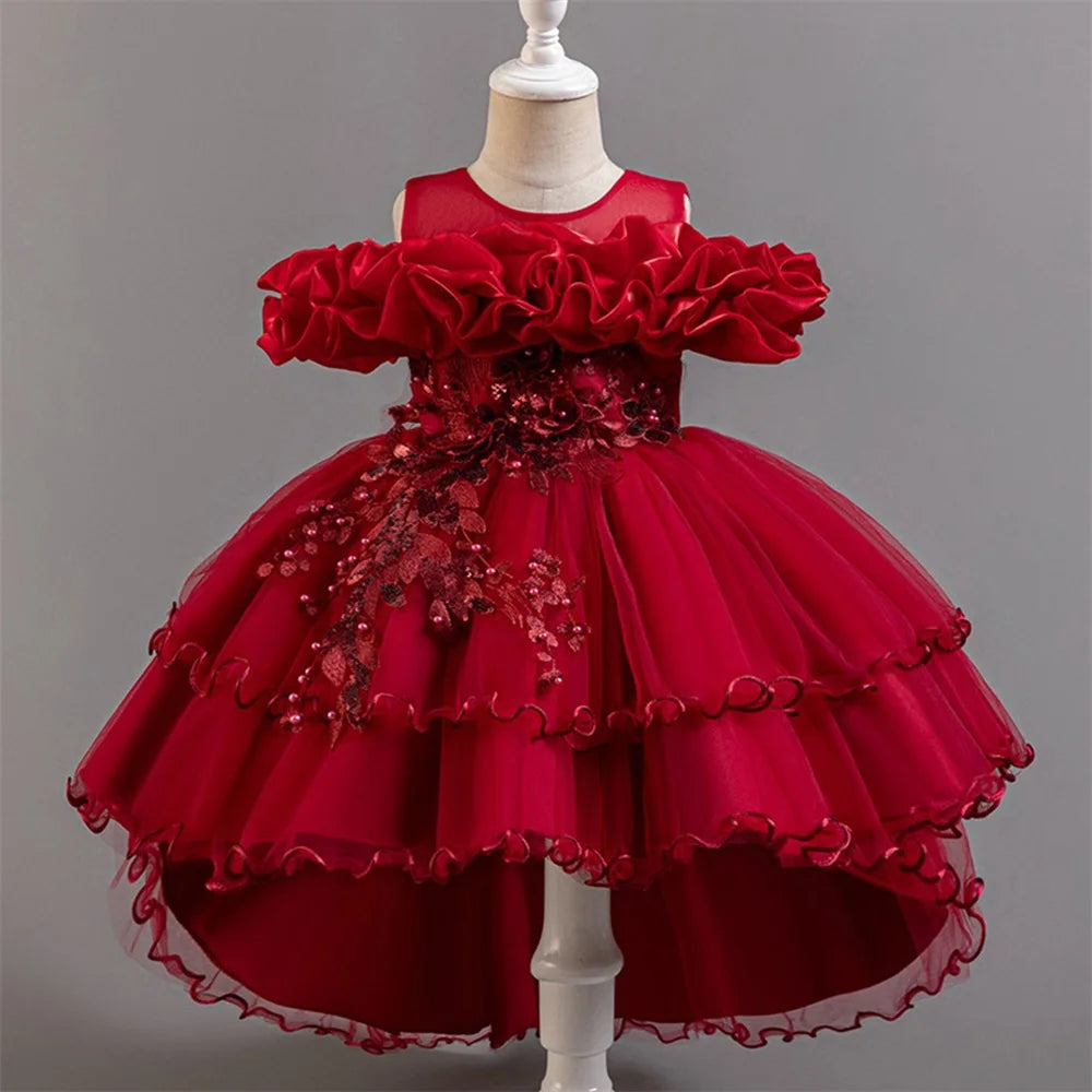 GIRLS COMMUNION GOWN PROM KIDS ELEGANT EVENING CEREMONY DRESS