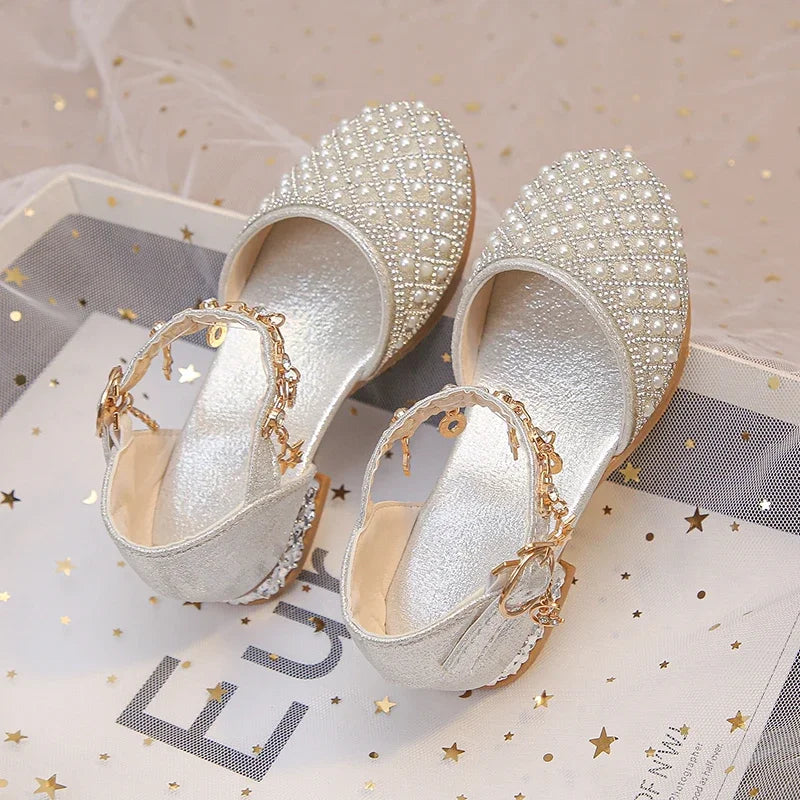 Girls High Heeled Shoes for Party Glitter